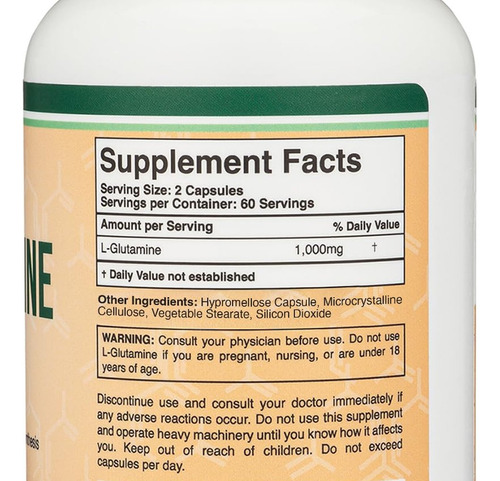 Cápsulas De L-glutamina 1000mg Da Double Wood Supplements - Imagem 10