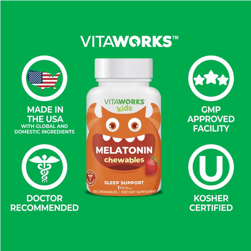 Vitaworks Melatonina Vitaworks Kids 1 Mg Para Dormir 120 - Imagem 3