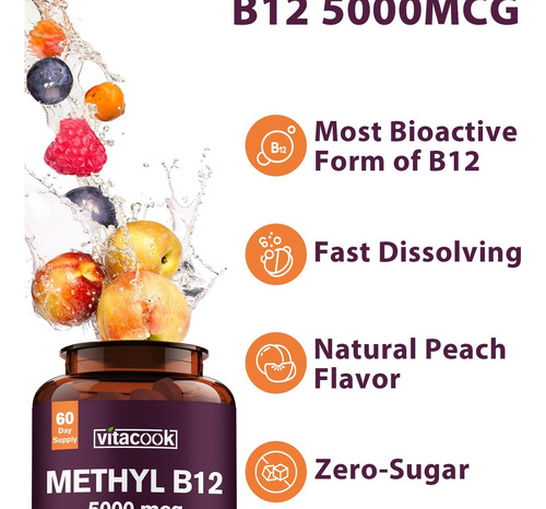 Vitacook B12 Metilcobalamina Sublingual 5000mcg Vegano - Imagem 3