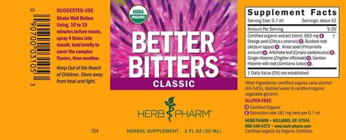 Bitters Digestivos Herb Pharm Better Bitters Classic 30 Ml - Imagem 2