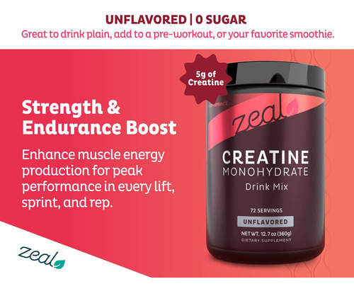 Suplemento Zeal Creatina Micronizada Monohidratada 5g 72 Ser - Imagem 3