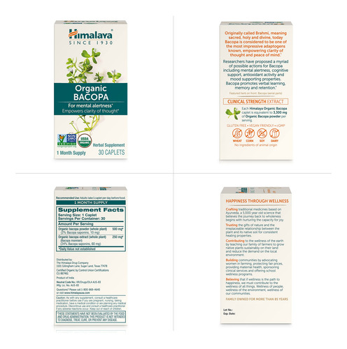 Suplemento Himalaya Organic Bacopa Monnieri 750 Mg 60 Cápsul - Imagem 7