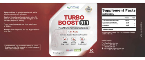 Phytage Labs Turbo Boost 911 Booster De Óxido Nítrico, Circu - Imagem 16