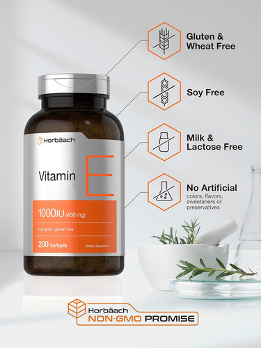 Horbäach Vitamina E 1000 Ui Cápsulas Softgel | Contagem 200 - Imagem 4