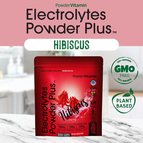 Pó De Eletrólito De Hibisco Sem Açúcar E Vitamina Em Pó - Imagem 3