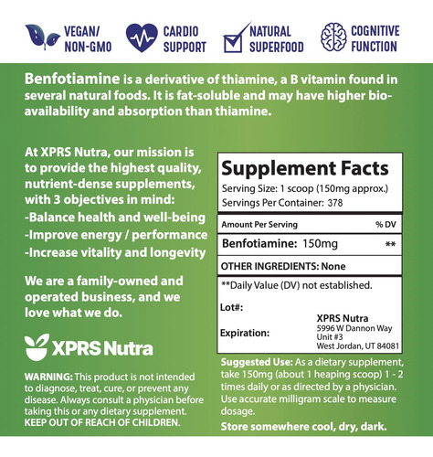 Suplemento Xprs Nutra Benfotiamina (tiamina) 150mg 60ml - Imagem 7
