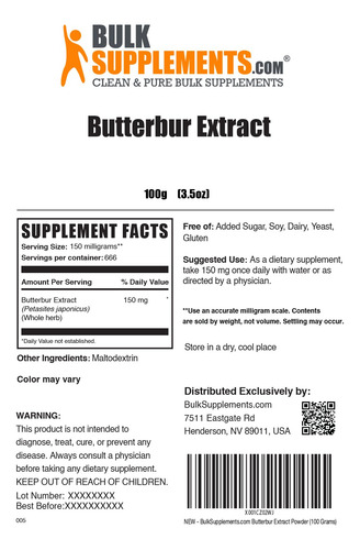 Suplemento Bulksupplements.com Extrato De Butterbur 150mg 10 - Imagem 4