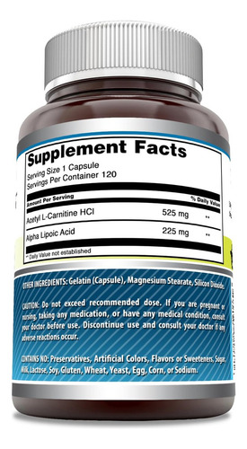 Suplemento Ala/alc Da Amazing Nutrition 750 Mg | 120 Cápsula - Imagem 8