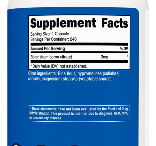 Suplemento Nutricost De Boro 3mg, 240 Cápsulas - Imagem 4
