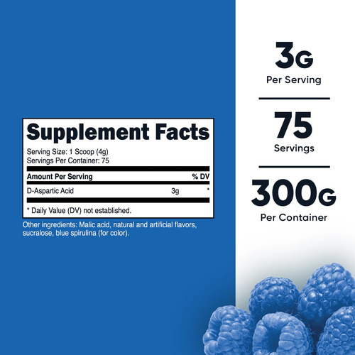 Suplemento Nutricost Ácido D-aspártico (daa) Em Pó 300g Azul - Imagem 2