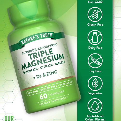 Suplemento De Magnésio Triplo Da Nature"s Truth Com D3 E Zin - Imagem 6