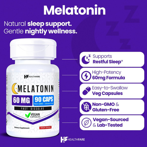 Melatonina Healthfare 60mg | 90 Cápsulas Veganas | Alto - Imagem 7