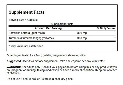 Suplemento Swanson Full Spectrum Boswellia E Curcumina 60 Cá - Imagem 2