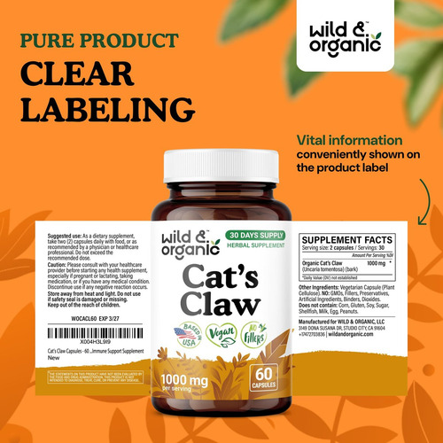 Suplemento De Ervas Wild & Organic Devil"s Claw 1000 Mg - Imagem 7