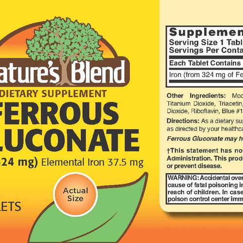 Comprimidos De Gluconato Ferroso Nature"s Blend Nature"s Ble - Imagem 3
