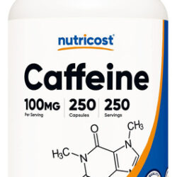 Pílulas De Cafeína De Nutricost 100mg Por Porção, 250 Cápsul