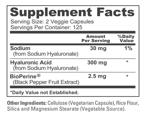 Suplemento De Ácido Hialurônico Nusapure 300 Mg 250 Cápsulas - Imagem 4