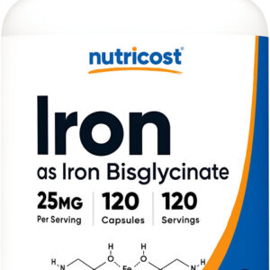 Suplemento Nutricost Bisglicinato De Ferro 25mg 120