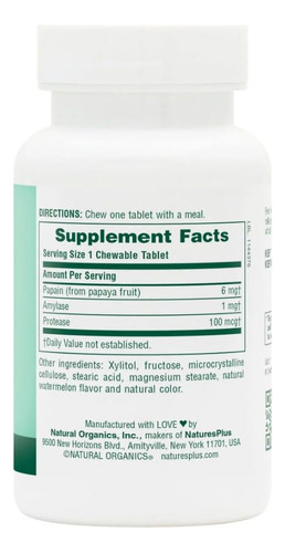 Suplemento Naturesplus Papaya Enzyme 180 Comprimidos Para Ma - Imagem 2