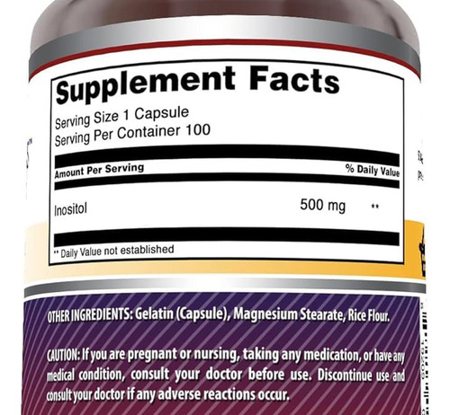 Amazing Nutrition Inositol 500 Mg 100 Cápsulas - 3 Pacotes