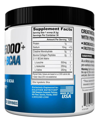 Evluição Nutrição Creatina 5000 + Colágeno + Bcaa Para Apóia - Imagem 2
