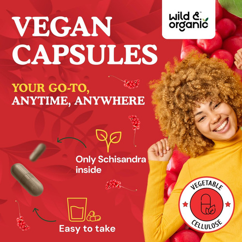 Cápsulas De Schisandra Orgânica Selvagem E Orgânica 1000 Mg - Imagem 4
