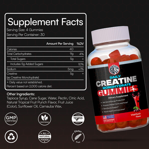 Suplemento Aim High Creatine Gummies 120 Ct Com 5g De Creati - Imagem 8