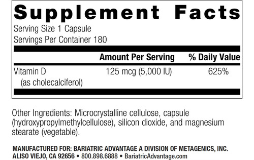 Bariátrica Advantage Vitamina D3 5.000 Ui - Vitamina D Bariá - Imagem 9