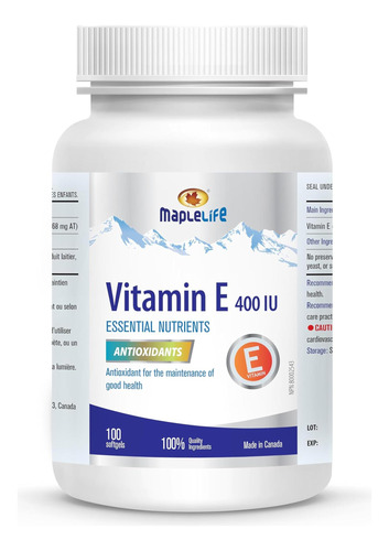 Maplelife Nutrition Vitamin E 400iu Natural 100 Softgels - Imagem 10