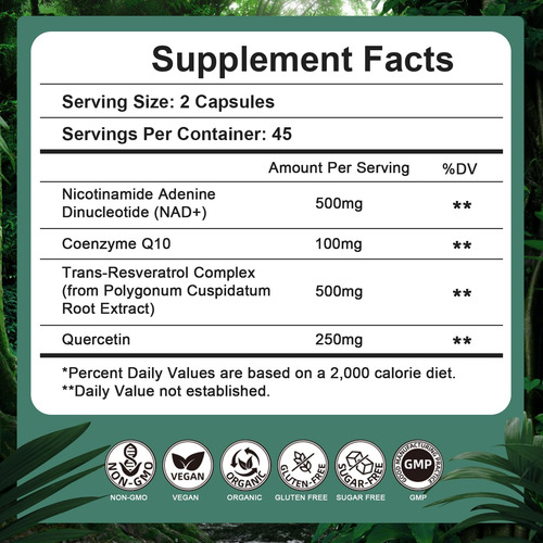 Suplemento Vitaharbor Nad+ 500 Mg Com Trans-resveratrol E Co - Imagem 5