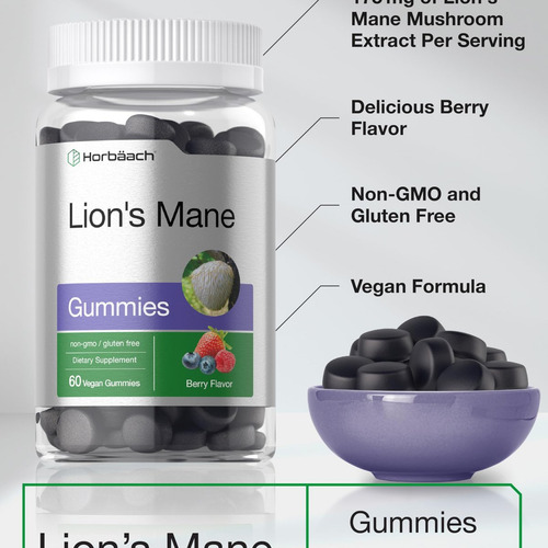 Suplemento Juba De Leão Horbäach | 60 Gomas Veganas - Imagem 6