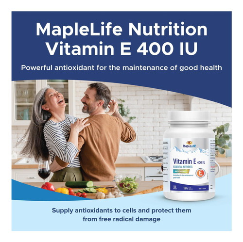 Maplelife Nutrition Vitamin E 400iu Natural 100 Softgels - Imagem 11