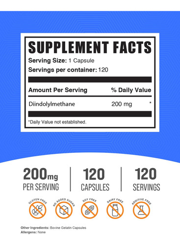 Suplemento Bulksupplements.com Dim Capsules 200 Mg 120 Unida - Imagem 2