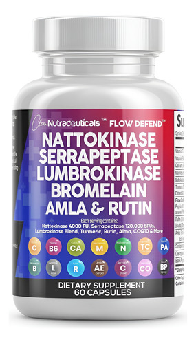 Premium Nattokinase 4000 Fu Serrapeptase Spu Lumbrokinase 12