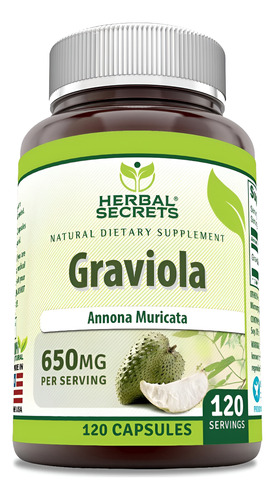 Herbal Secrets Graviola 650 Mg 120 Cápsulas Vegetais