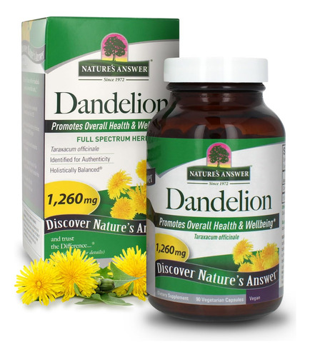 Suplemento Nature"s Answer Dandelion Root 1260 Mg 90 Cápsula