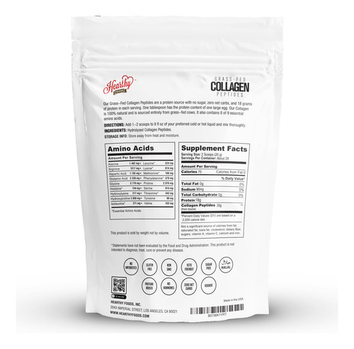 Colágeno Em Pó Hearthy Foods 500ml - 18g De Proteína Tipo Ha - Imagem 2