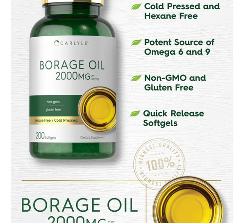 Suplemento De Óleo De Borragem Carlyle | 2000mg - Imagem 4