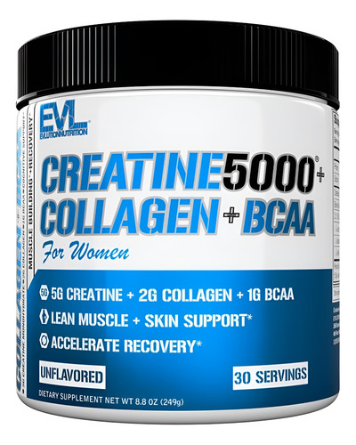Evluição Nutrição Creatina 5000 + Colágeno + Bcaa Para Apóia