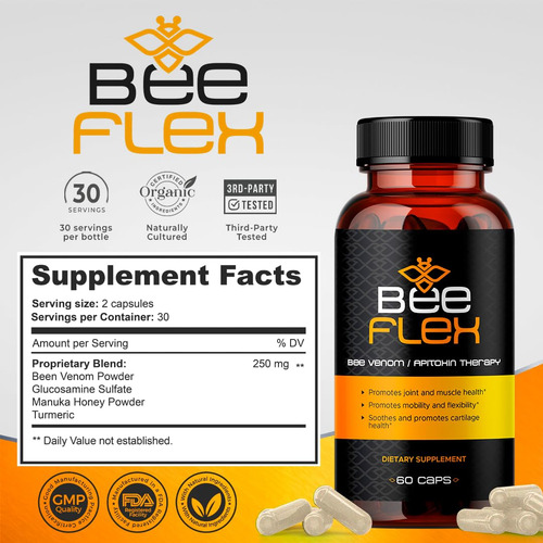 Suplementos Aura Vitamins Bee Flex Joint Support 60 Cápsulas - Imagem 6