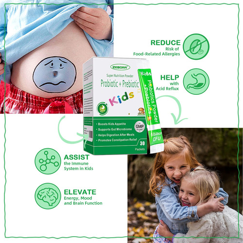 Probióticos E Prebióticos Em Pó Zebora Kids Age 3+ 30 Pacote - Imagem 8