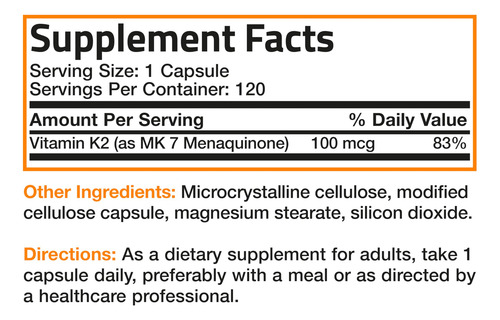 Suplemento De Vitamina K2 Bronson Como Mk-7 Menaquinona 100m - Imagem 8