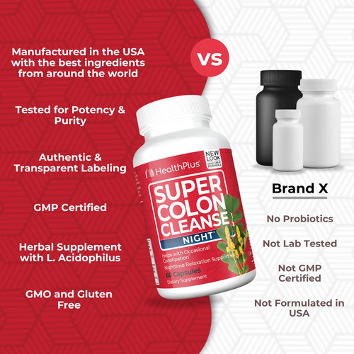 Suplemento Health Plus Super Colon Cleanse Night 60 Cápsulas - Imagem 16