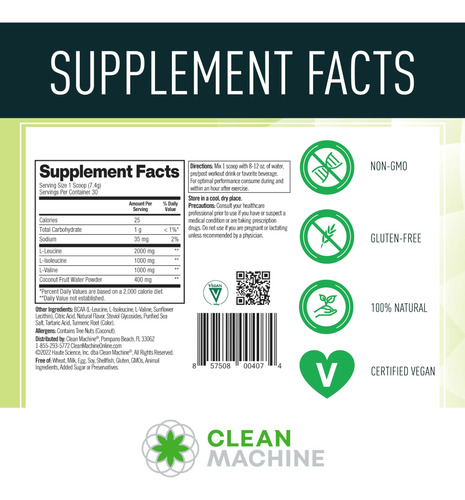 Suplemento Clean Bcaa 2:1:1 De Origem Alimentar Com Água De - Imagem 4