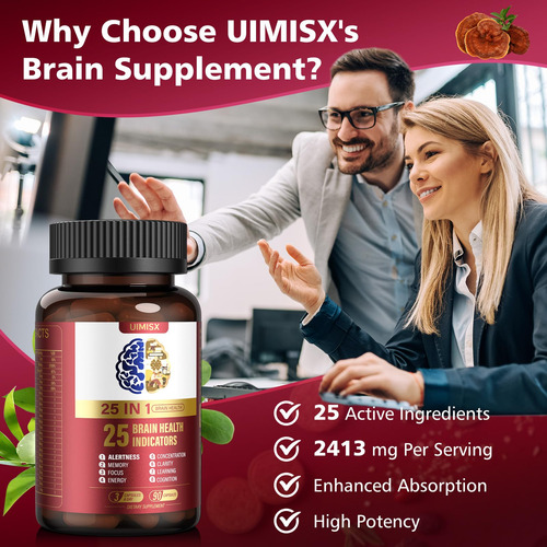 Suplemento Cerebral Uimisx Para Agilidade Mental, Memória E - Imagem 5