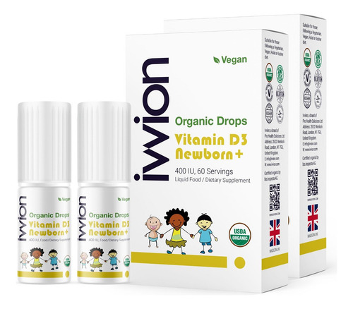 Ivvion Gotas De Vitamina D3 Orgânica Para Bebês, Pacote Com - Imagem 4