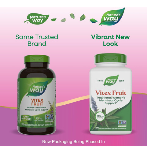 Nature"s Way Vitex Suporte Para Ciclo Menstrual, 320 Cápsula - Imagem 5