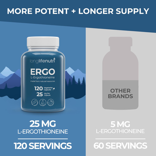 Suplemento Longlifenutri L-ergotioneína 25 Mg 120 Cápsulas - Imagem 3