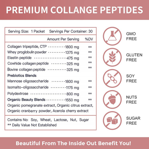 Peptídeos De Colágeno Em Pó Nature Target Multi Tipo I, Ii, - Imagem 6