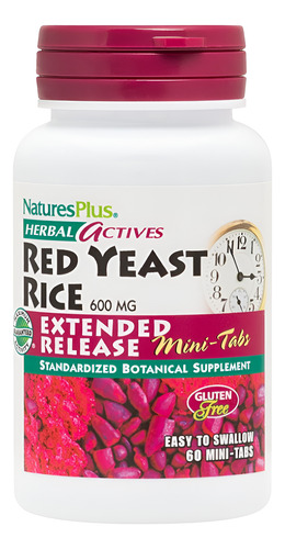 Natures Plus Herbal Actives Red Leved Rice, Liberação 600 60